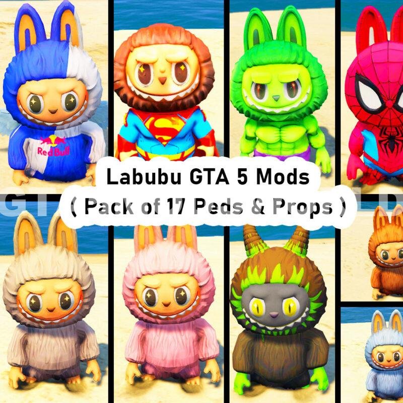 Labubu GTA 5 Mods ( Pack of 17 Peds & Props )