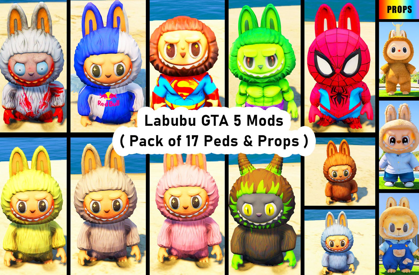 Labubu GTA 5 Mods ( Pack of 17 Peds & Props )