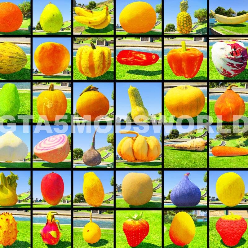 Vegetable and Fruits GTA 5 Props ( Pack of 65+ Props)