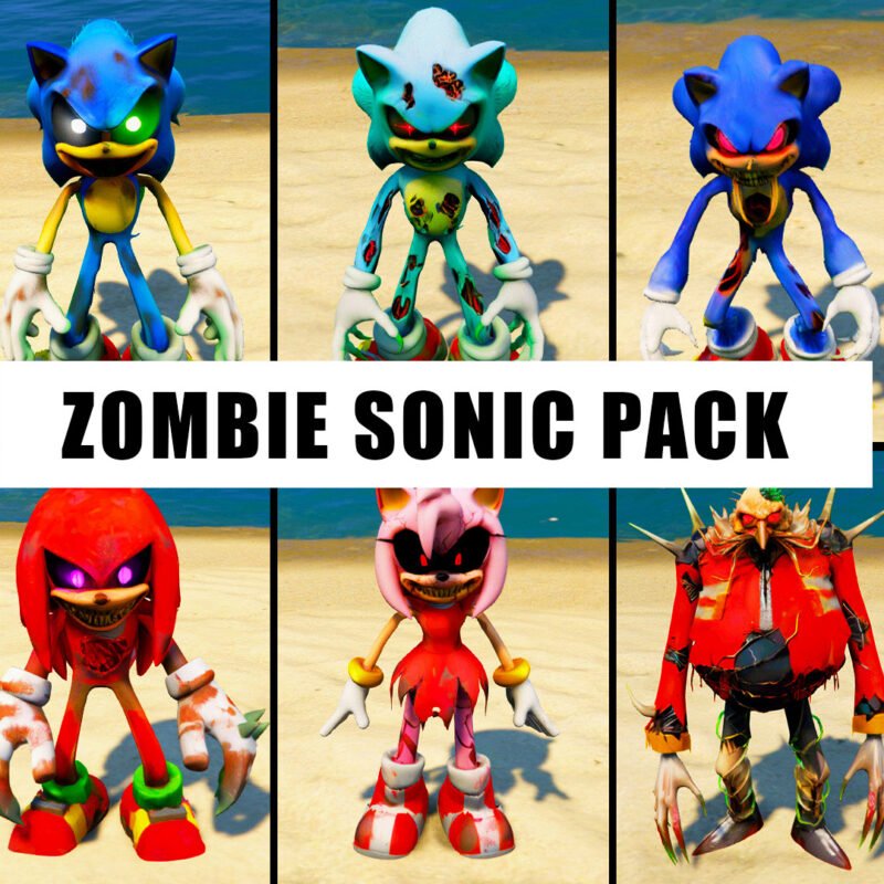 ZOMBIE SONIC PACK GTA 5 MODS WORLD ( Pack of 10 Mods)