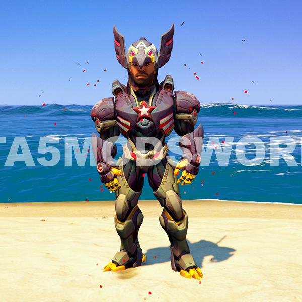 Indian Bikes Driving 3D Character Captain Ameriaca Costume GTA 5 Mods
