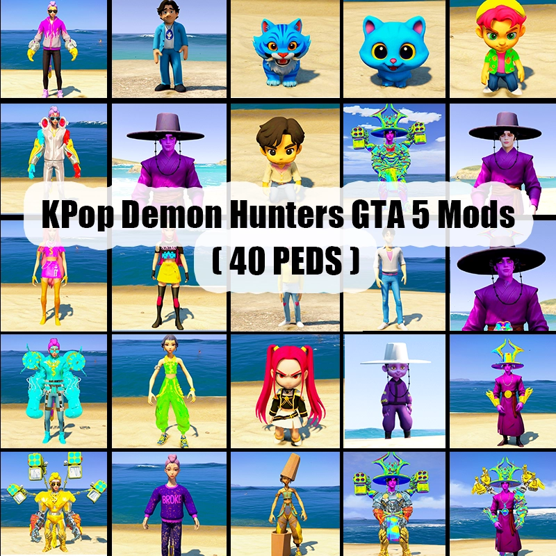 KPop Demon Hunters GTA 5 Mods(Pack Of 40 Peds)