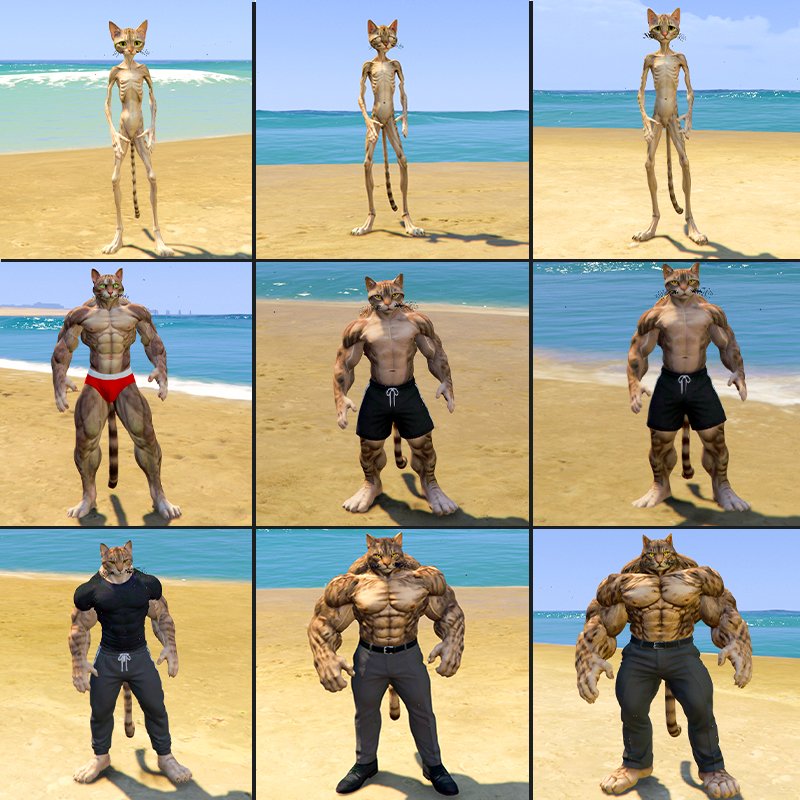 All Upgrading Weak To Strong Cat GTA 5 Mods (Pack Of 9 Peds)